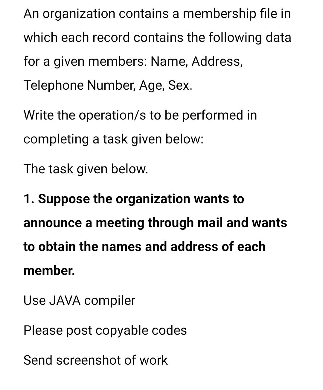 that it's working. An organization contains a membership file in which each