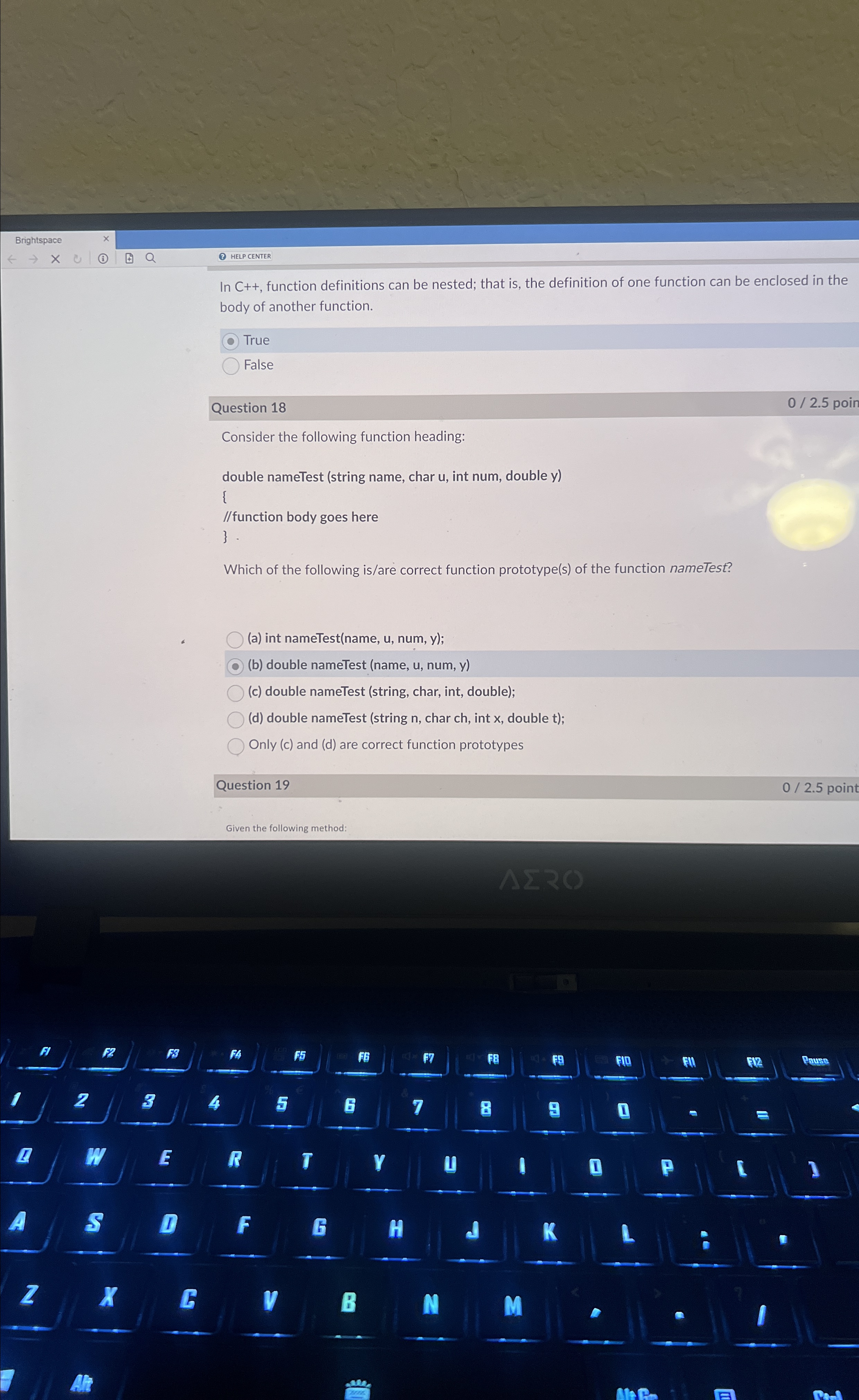  3 HELP CENTER In C++, function definitions can be nested; that