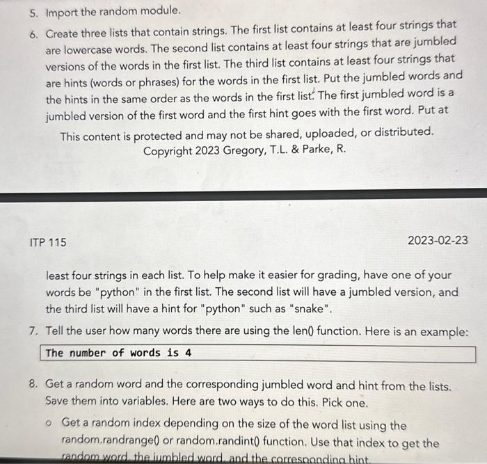 and loops. Assignment Description Write a program that displays a jumbled word