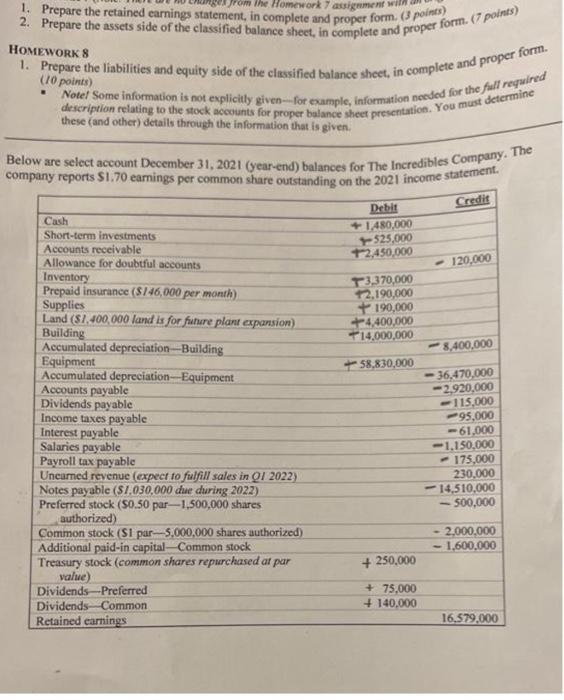  1. Prepare the retained carnings statement, in complete and proper form.