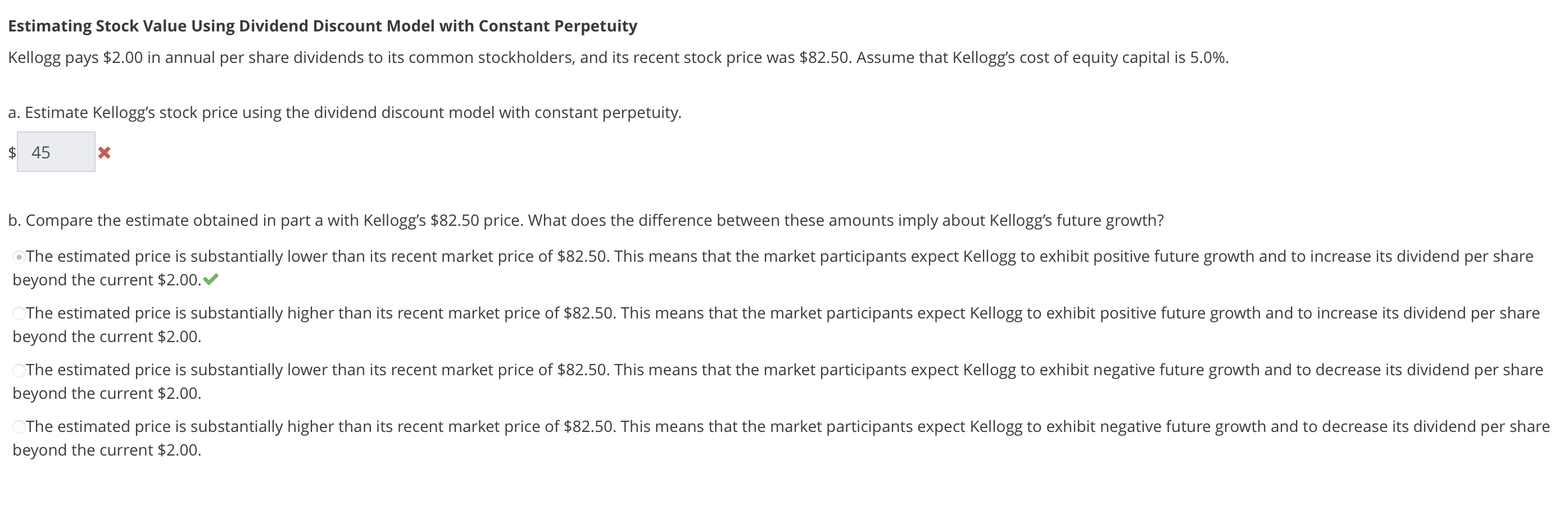  Estimating Stock Value Using Dividend Discount Model with Constant Perpetuity Kellogg