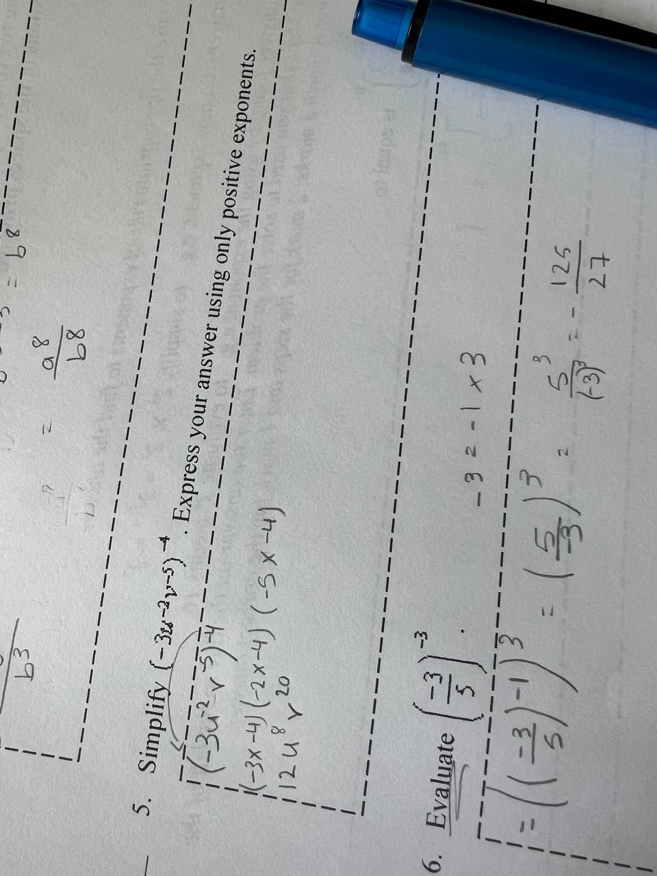  Simplify (-3z-2v-5)-4. Express your answer using only positive exponents. 