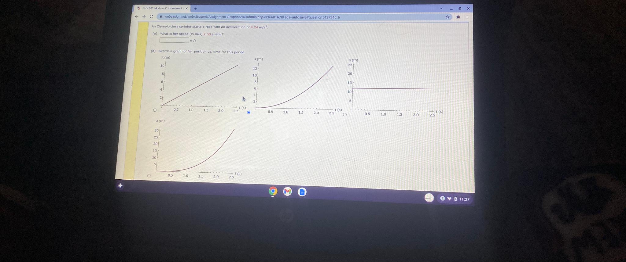  An Olympic-class sprinter starts a race with a (a) What is