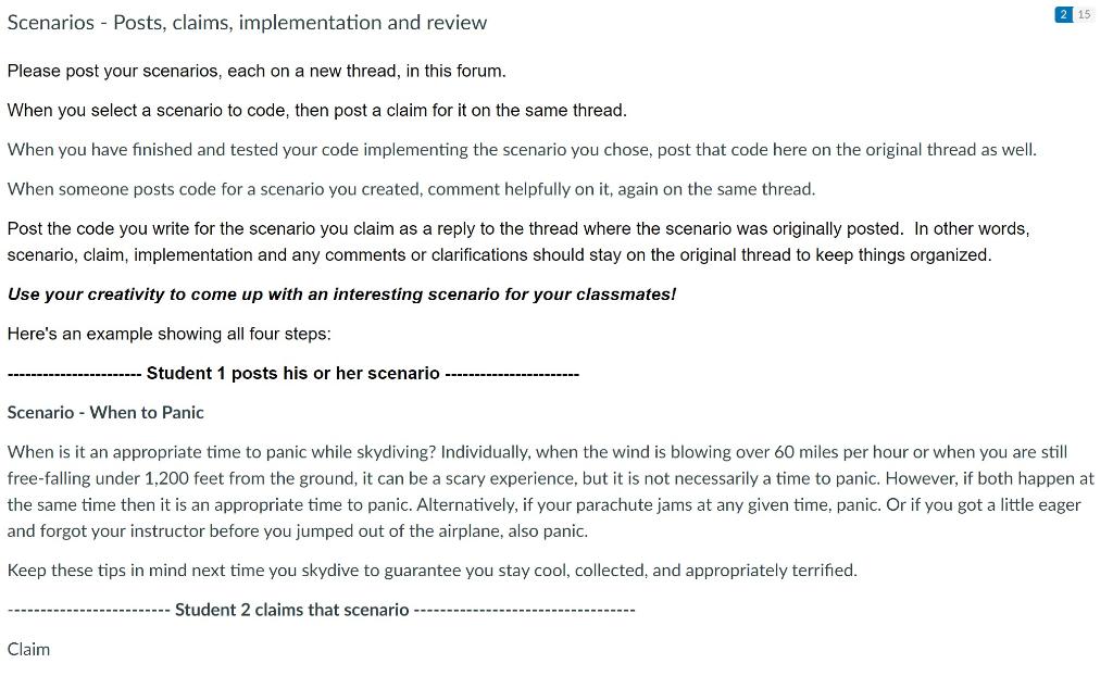  write a C code based on the scenario given, please. 15
