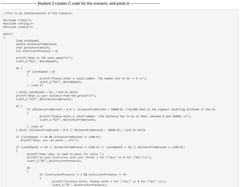 Scenarios - Posts, claims, implementation and review Please post your scenarios, each