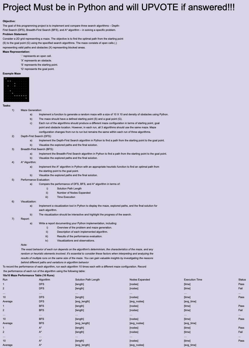  Tasks: Maze Generation: a) Implement a function to generate a random
