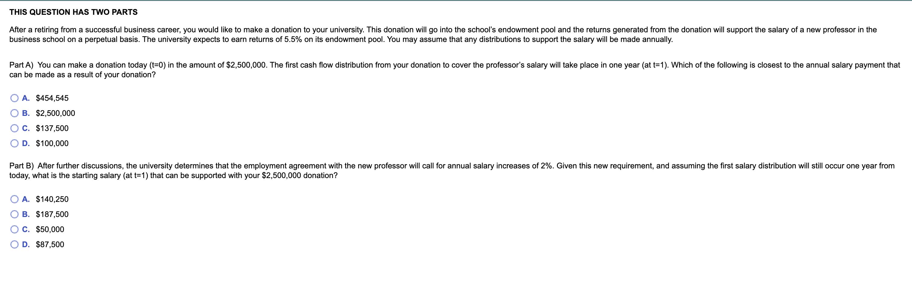  THIS QUESTION HAS TWO PARTS After a retiring from a successful