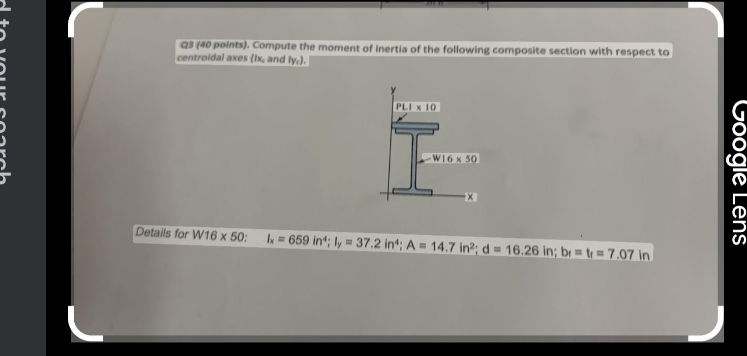 Q3(40 points). Compute the moment of inertia of the following composite