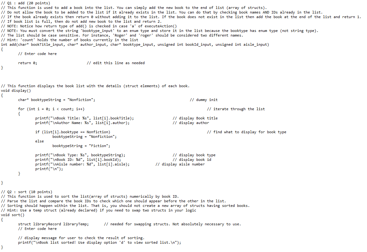 given the following options: a) Add a new book to the list.
