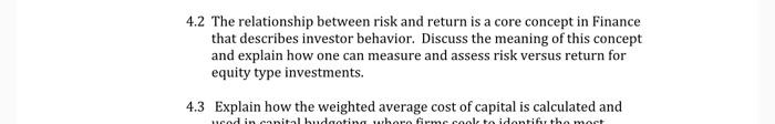  4.2 The relationship between risk and return is a core concept