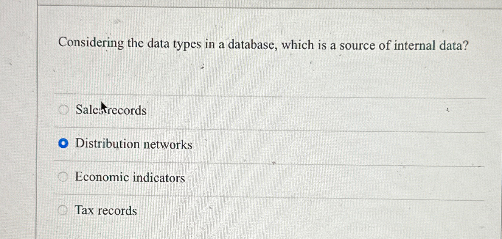  Considering the data types in a database, which is a source