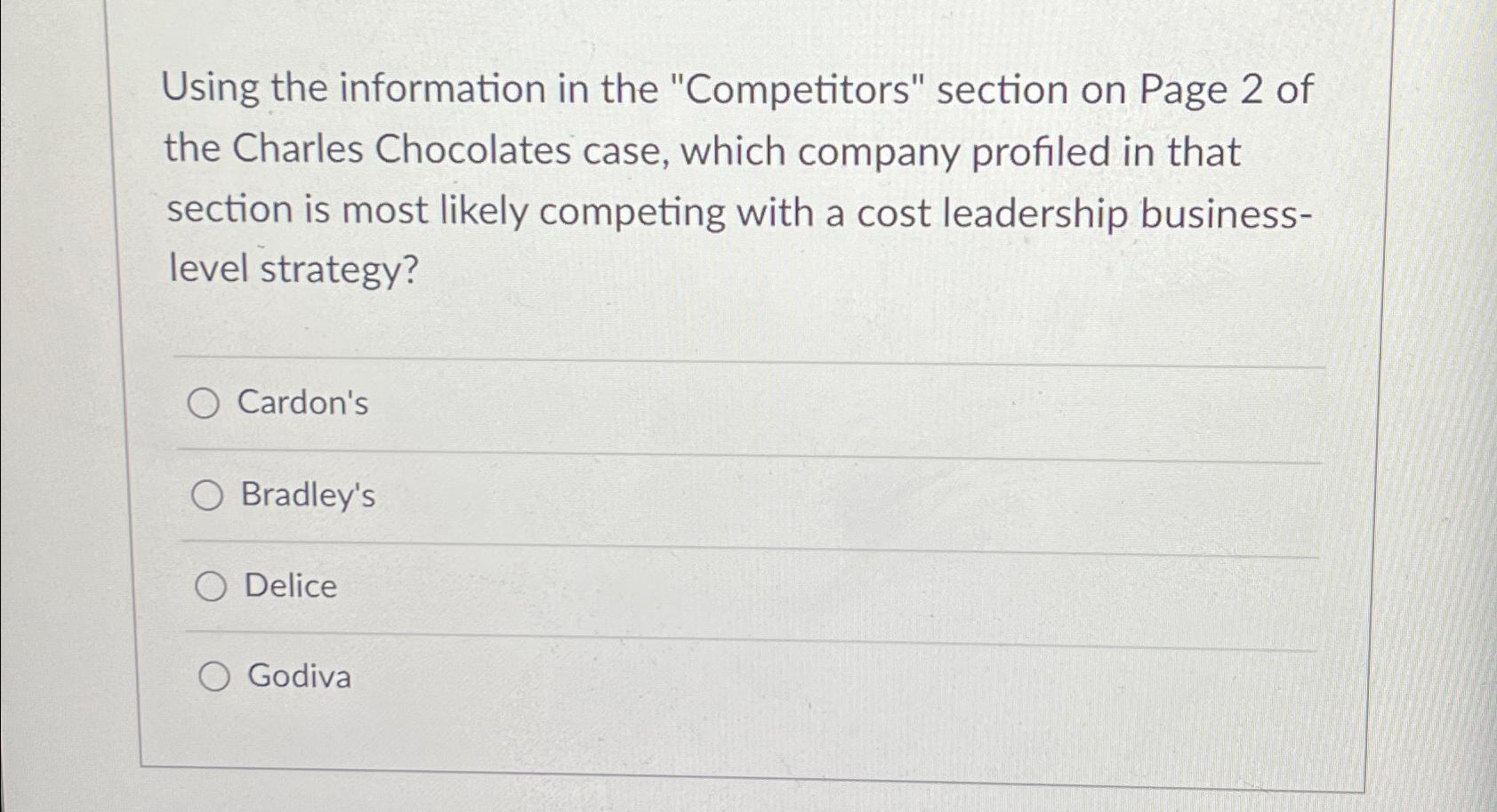  Using the information in the "Competitors" section on Page 2 of