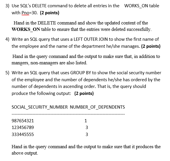 new employee using the following data: (2 points) Fname=Richard; Minit=K:Lname=Marini:SSN=653298653;Bdate='12- DEC-63; Address=98