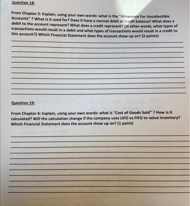 Please answer question 18, 19 From Chapter 5: Explain, using your own