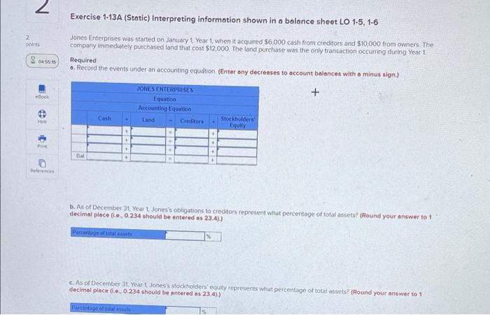  2 Exercise 1-13A (Static) Interpreting information shown in a balance sheet