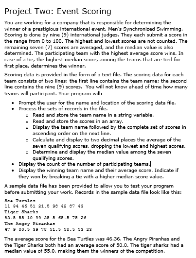 C++ Programming Project for COSC 1436 Please provide a clear and efficient