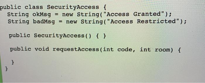 code for validating security access as detailed in the attached assignment description.