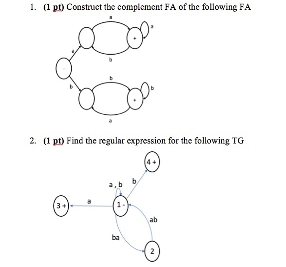  please type so I can copy 1. (1 pt) Construct the