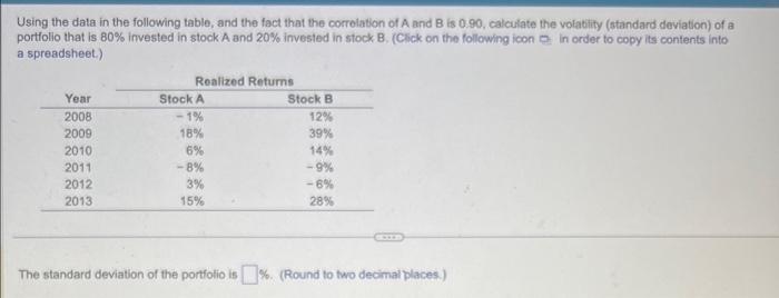  Using the data in the following table, and the fact that