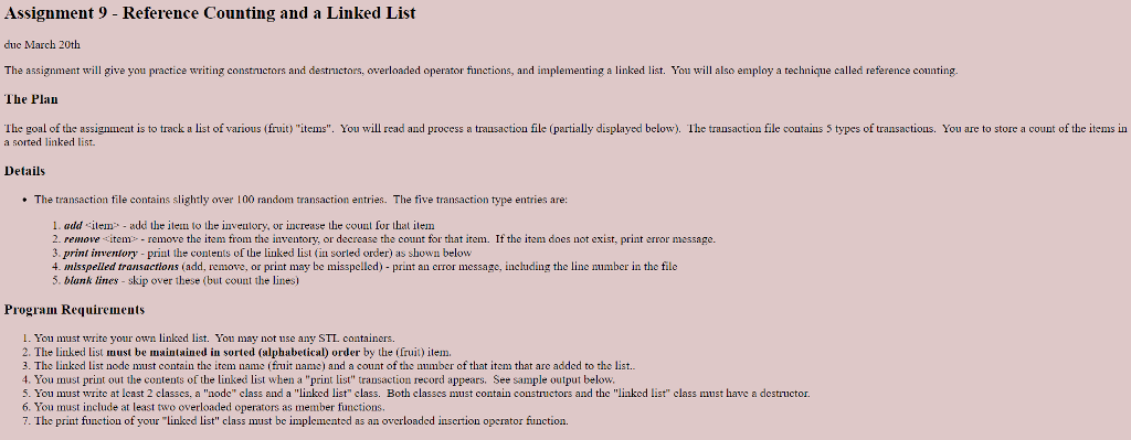  Assignment 9 - Reference Counting and a Linked List duc March