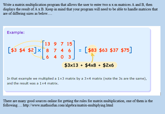 Write a JAVA Program for that question. Write a matrix multiplication program