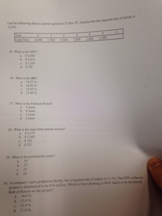  Use the following data to answer question 25 thru 29. Assume