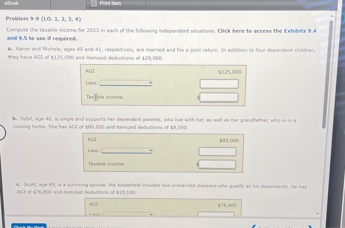 for 2023 in each of the following independent situations. Click here to