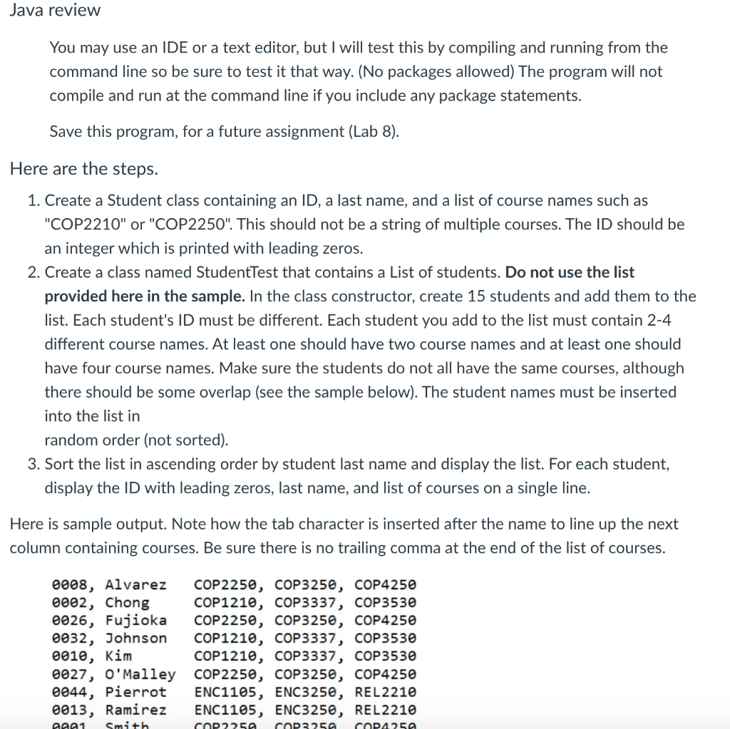 Please can you show me the program is working? Java review You
