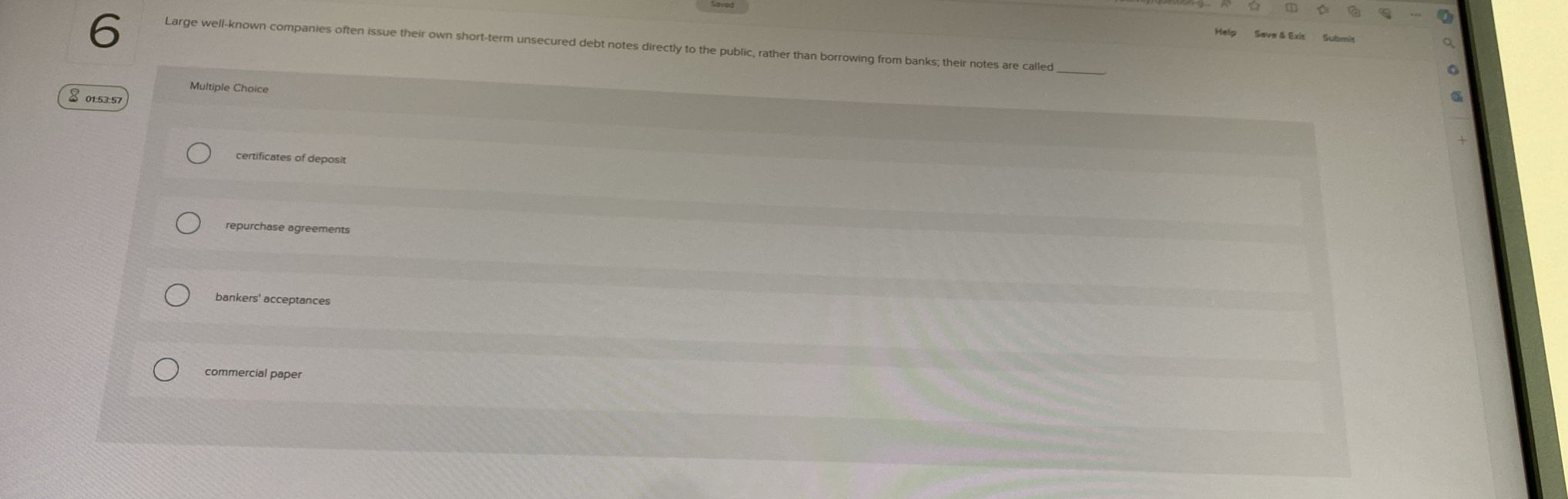  6 8005757 Mutuple Choice centificates of deposit repurchase ogreements bankers' acceptances