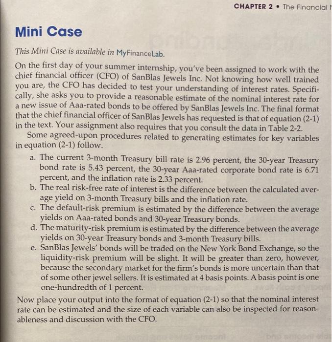  CHAPTER 2. The Financial! Mini Case This Mini Case is available