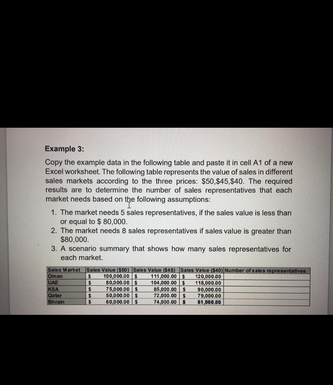  answer this please in exal Example 3: Copy the example data