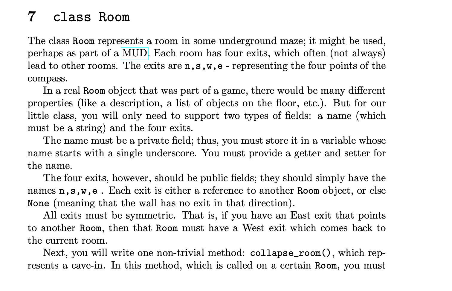 Python help please asap 7 class Room The class Room represents a