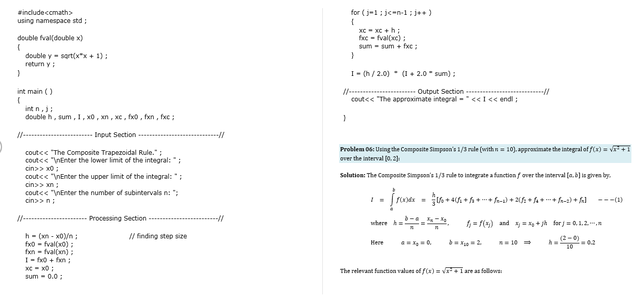 Question 33: Write a C++ program to evaluate the integral of fx=x2+1