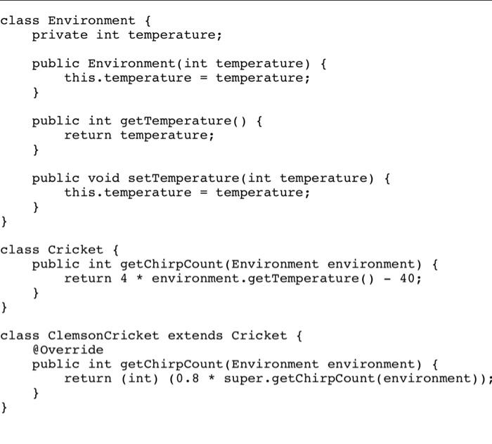 class Override the getChripCount() method. It should take an Environment object as