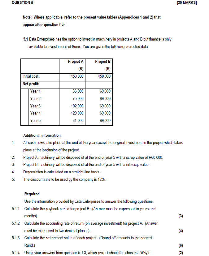 Note: Where applicable, refer to the present value tables (Appendices 1
