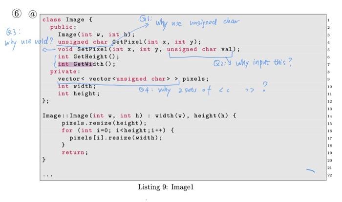 class template, define the private data and public interface of an Image