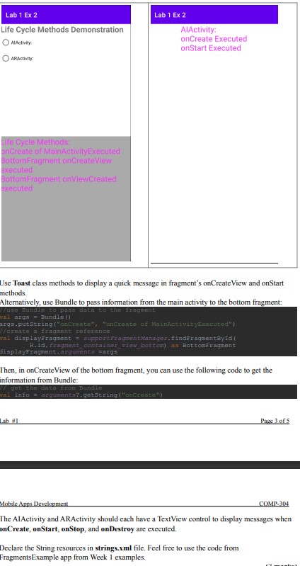  Android Studio//Koltlin Language Write an Android Application that demonstrates the activity