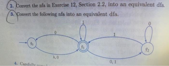  2. Convert the nfa in Exercise 12, Section 2.2, into an