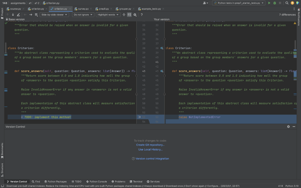 in class HomogeneousCriterion(Criterion), class HeterogeneousCriterion, and class LonelyMemberCriterion. If there is any