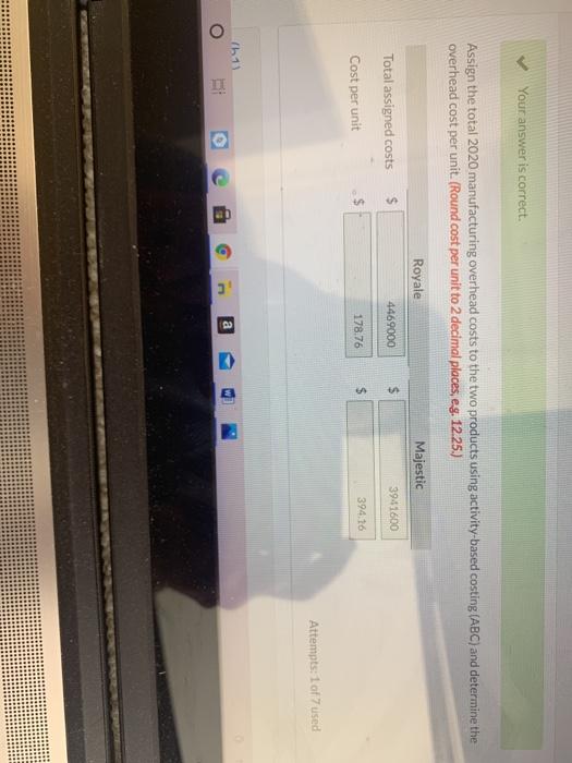 Majestic, which sells for $1,320. The production cost computed per unit under