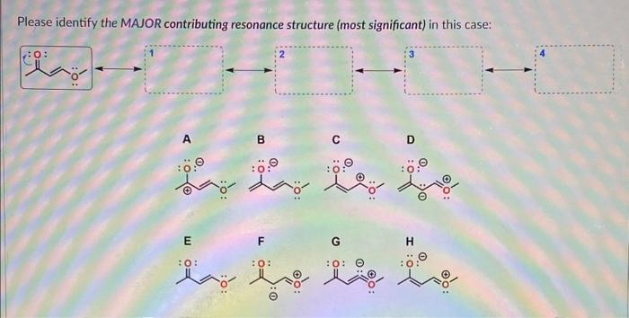 this case: D Please identify ALL MINOR contributing resonance structures (least significant)