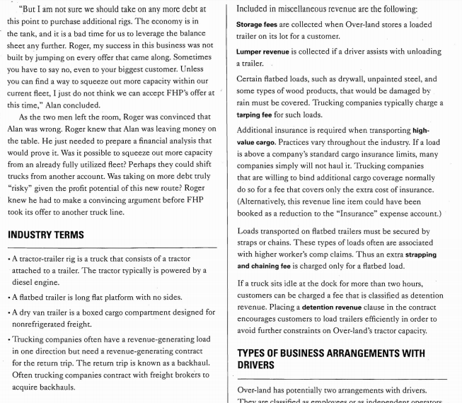 additional loads if they accept FHPs contract. Why might Over-land use an