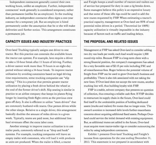 a driver for a lower variable cost ($1.39/mile)? Calculate at what point