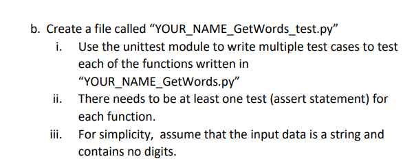 the following functions must contain a description at the top of the