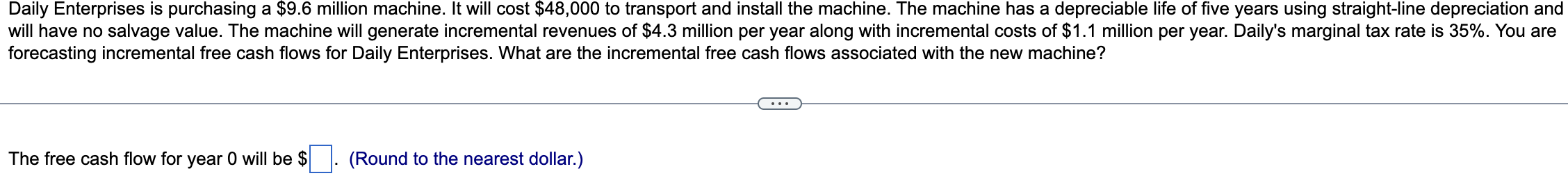 plz explain. Daily Enterprises is purchasing a $9.6 million machine. It will