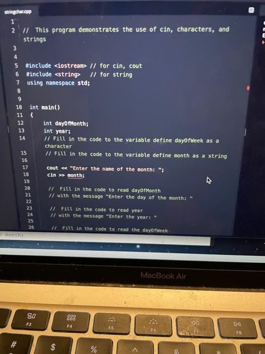  stringchar.cpp stringchar.cpp 2 // This program demonstrates the use of cin,