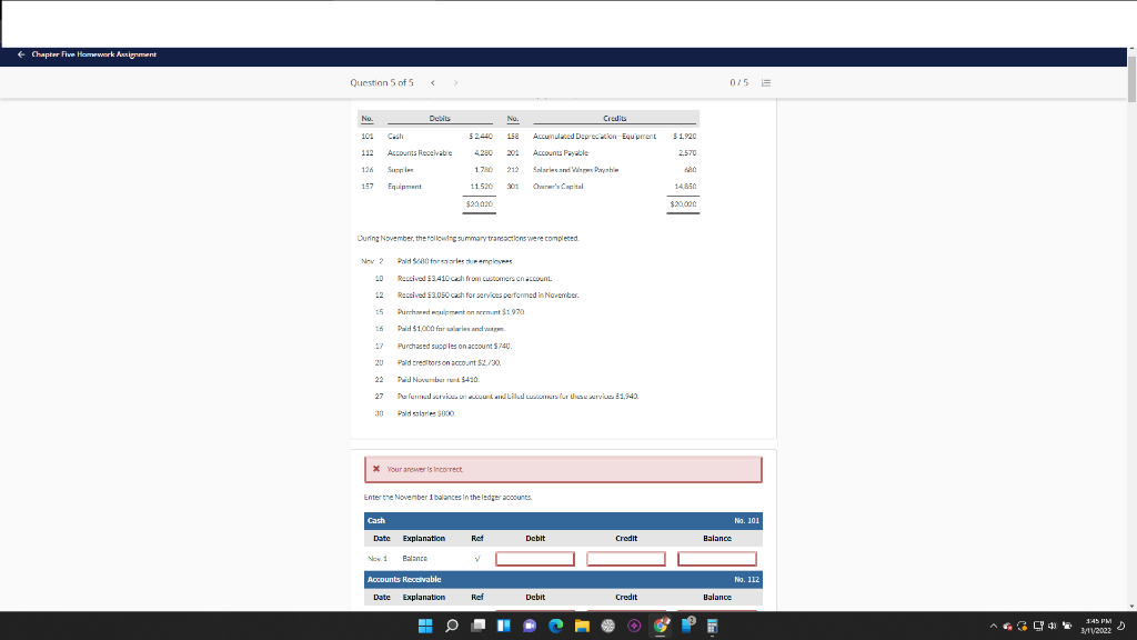  Chapter Five Howark Lignment Question 5 of 5 0/5 E No.