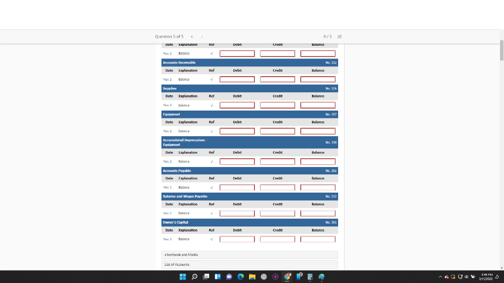 No. Debits No. Credits 101 Cash 52.440 158 Accumulated Depo wlon Equipment