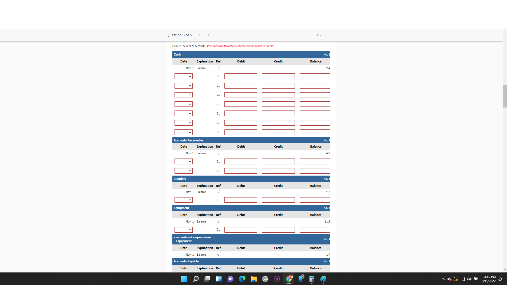 Equipment 1734 212 Salarind pe Payable Ourme's Capital 157 11520 14930 $20020