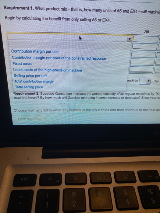 view the information) Read the requirements Requirement 1. What product mix that